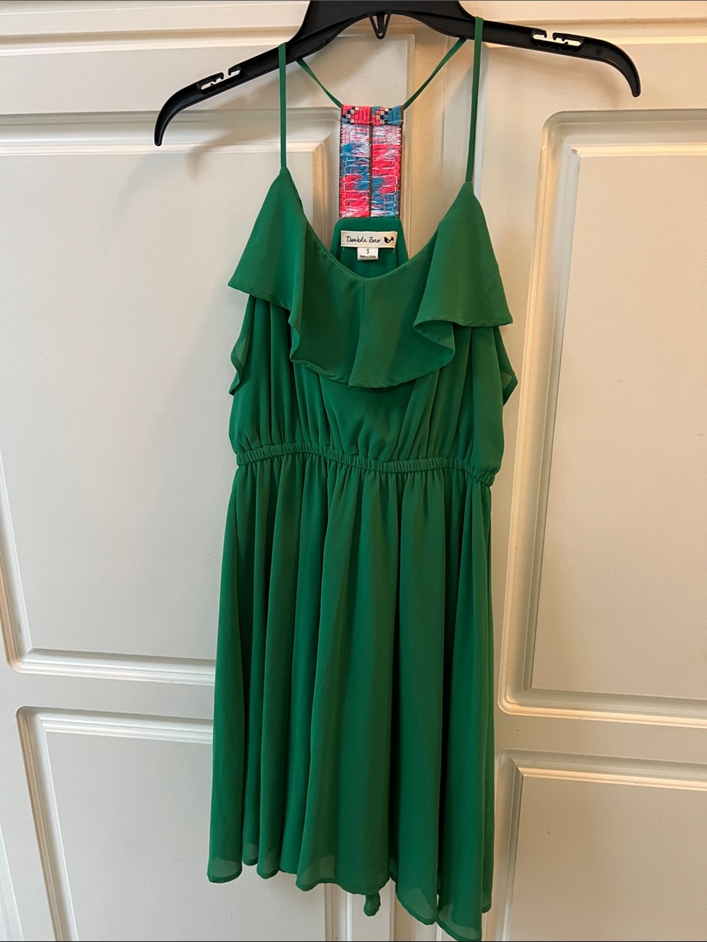 Double Zero Emerald Green Ruffle Chiffon Dress